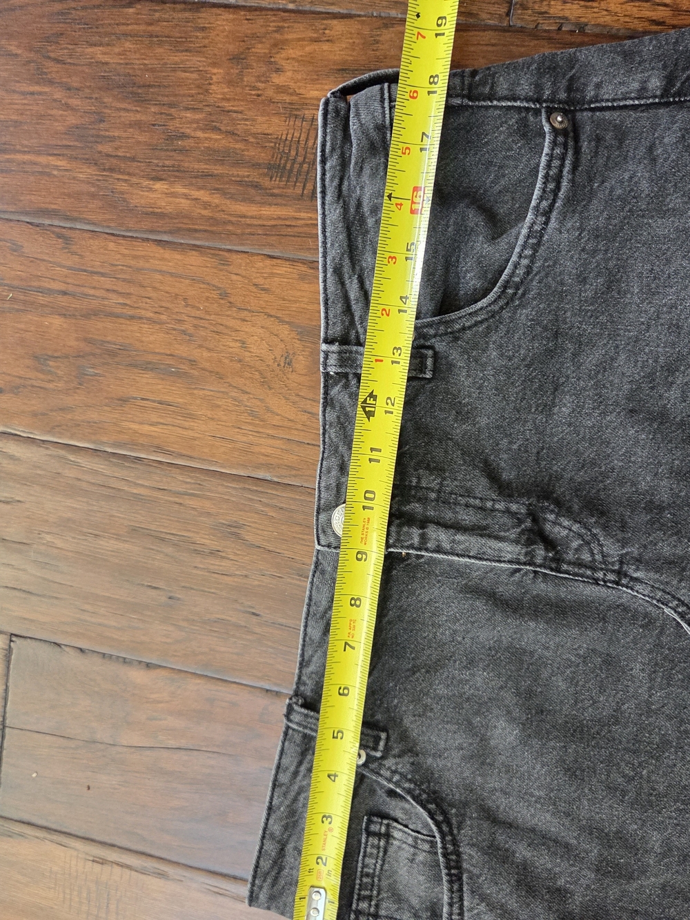 H&M Black Washed Denim Skirt with Front Slit Size 12 - Picture 4 of 6
